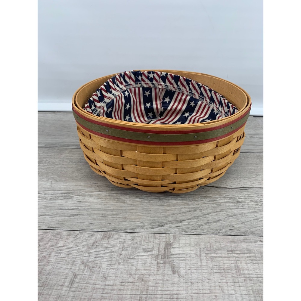 Longaberger 2000 Century Celebration Basket Patriotic Flag Liner Handwoven 8in